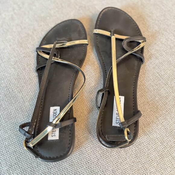 ✨ Steve Madden Black & Gold Strappy Sandals – Women’s Size 10 - Picture 4 of 4